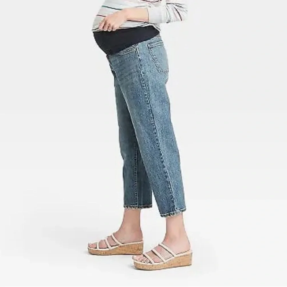 New Isabel Maternity Women's Maternity Blue Denim Jeans with Belly Panel sz 8 - Picture 6 of 9